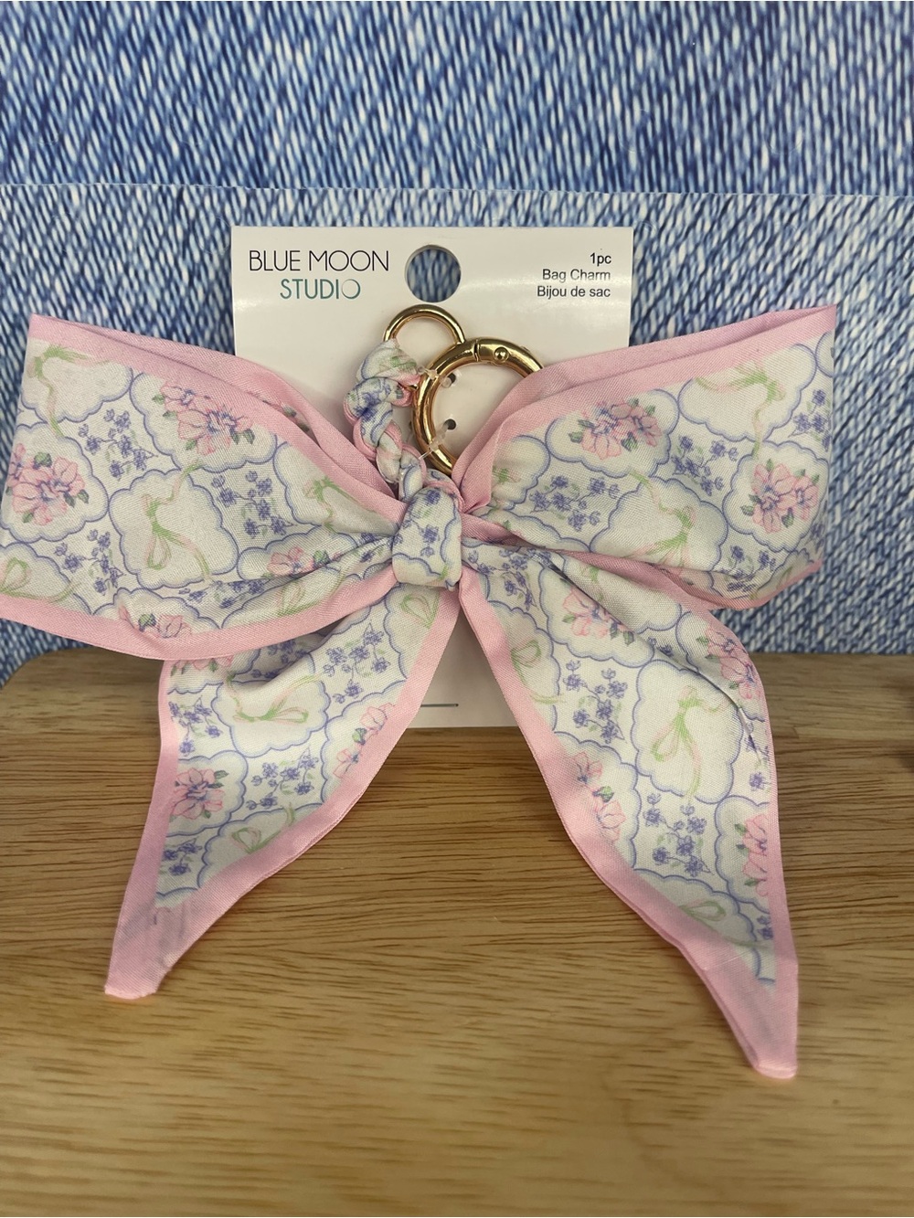 Pink Floral Bow Bag Charm